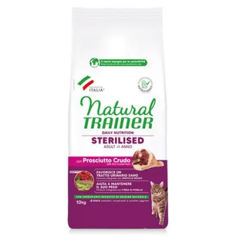 natural trainer sterilised con prosciutto crudo per gatti 10 kg