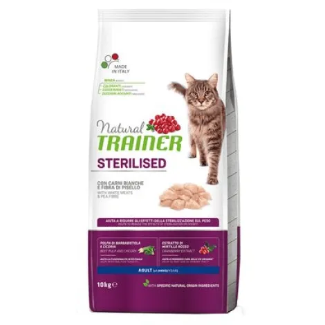 natural trainer sterilised con salmone per gatti 10 kg