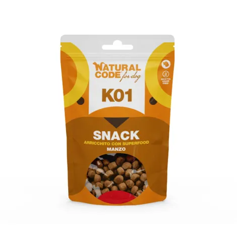 natural code k01 snack superfood manzo per cani