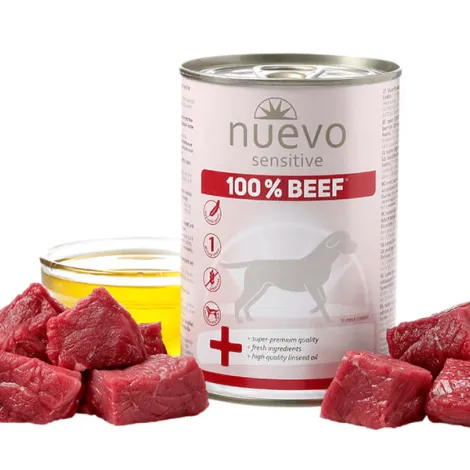 nuevo 100 per cento sensitive umido per cani manzo
