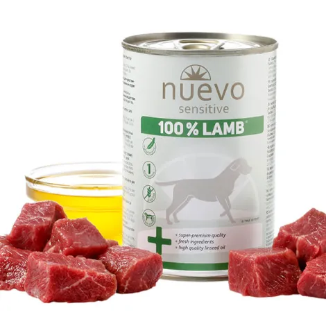 nuevo cento per cento sensitive umido per cani agnello