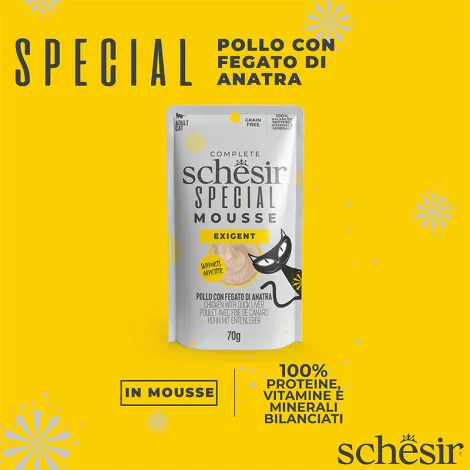 schesir exigent pollo con fegato di anatra in mousse 70g in busta