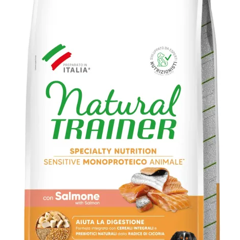 natural trainer specialty nutrition sensitive monoproteico no gluten medium&maxi mature con salmone 12 kg
