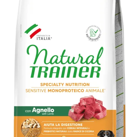 natural trainer specialty nutrition sensitive monoproteico no gluten medium&maxi adult con agnello 12 kg