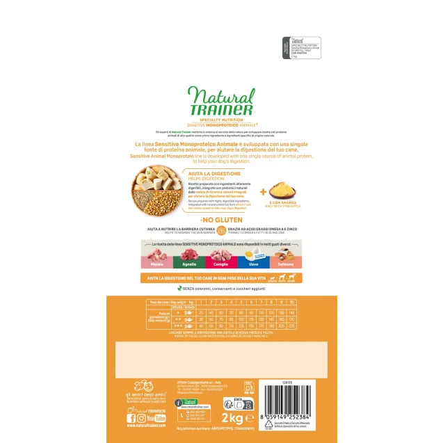natural trainer specialty nutrition sensitive monoproteico no gluten small&toy adult con anatra e cereali integrali 2 kg - Altra Vista Secondaria