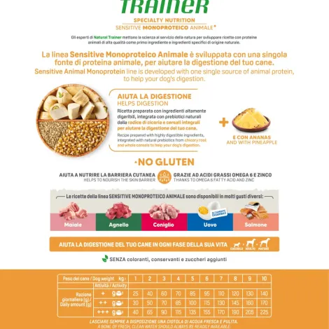 natural trainer specialty nutrition sensitive monoproteico no gluten small&toy adult con anatra e cereali integrali 2 kg