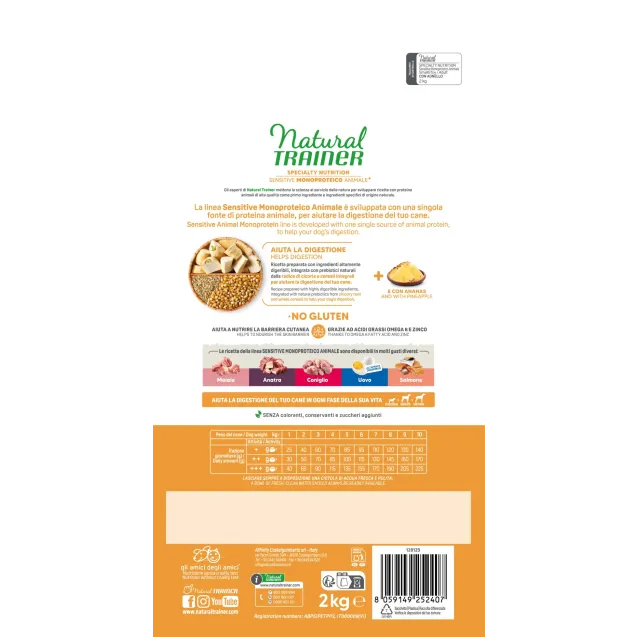natural trainer specialty nutrition sensitive monoproteico no gluten small&toy adult con agnello e cereali integrali 2 kg - Altra Vista Secondaria