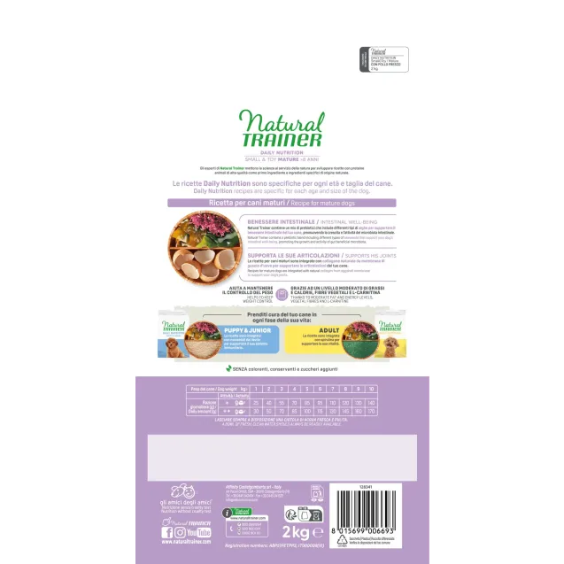 natural trainer daily nutrition small&toy mature con pollo fresco 2 kg - Altra Vista Secondaria