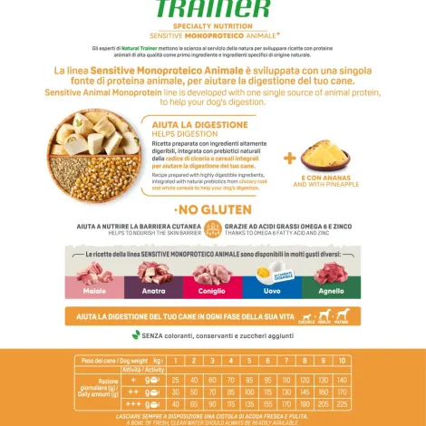 natural trainer specialty nutrition sensitive monoproteico no gluten small&toy adult con salmone e cereali integrali 2 kg