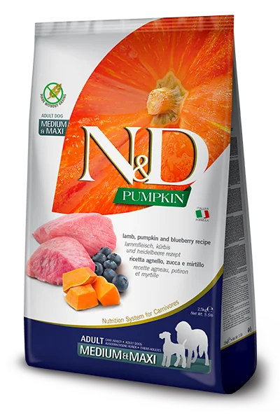ND Pumpkin canine Lamb & Blueberry Adult Medium & Maxi 12kg