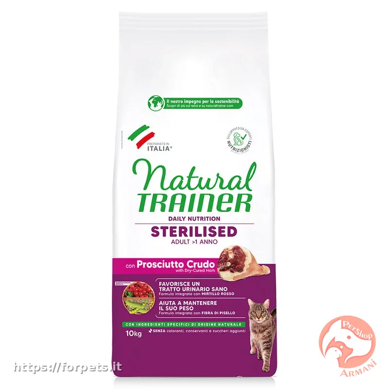 Natural Trainer Cat Adult Sterilised con Prosciutto crudo ACQUISTABILE A PESO