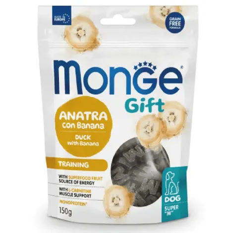 monge snack training per cani adulti anatra con banana 150g
