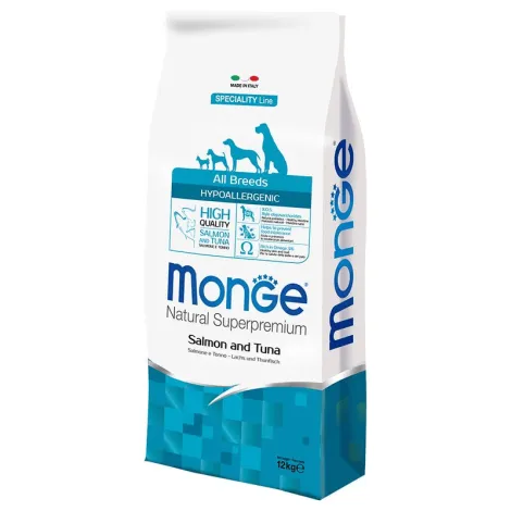 monge superpremium all breeds adult hypo con salmone e tonno 12kg