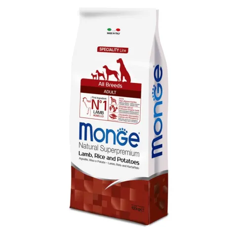 monge superpremium all breeds adult agnello, riso & patate 12kg