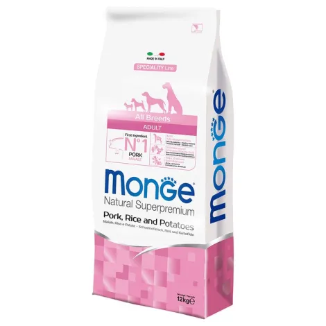 monge superpremium all breeds adult maiale, riso e patate 12 kg