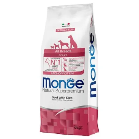 monge all breeds adult monoprotein manzo con riso 12kg